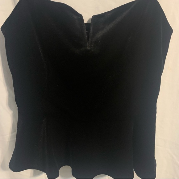 NWT! Express Black Peplum Velvet Tank Top with Deep V detail . Size XS. - Picture 3 of 7